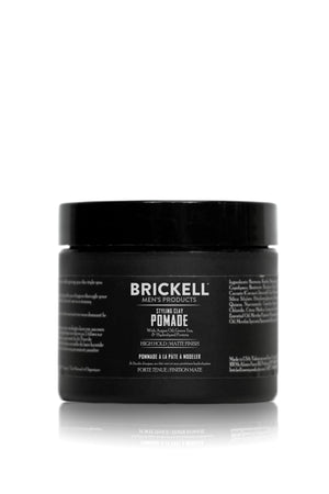 Brickell Hair Styling Clay Pomade: etiqueta y envase visibles para la compra
