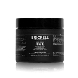 Brickell Pomada para Hombre: botella visible con fijación firme y brillo duradero