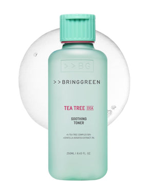 BRING GREEN tonico, botella frontal, para hidratación suave y sensación de frescura.
