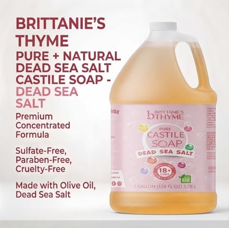 Brittanie's Thyme con sal del Mar Muerto, ingredientes naturales para lavado suave.