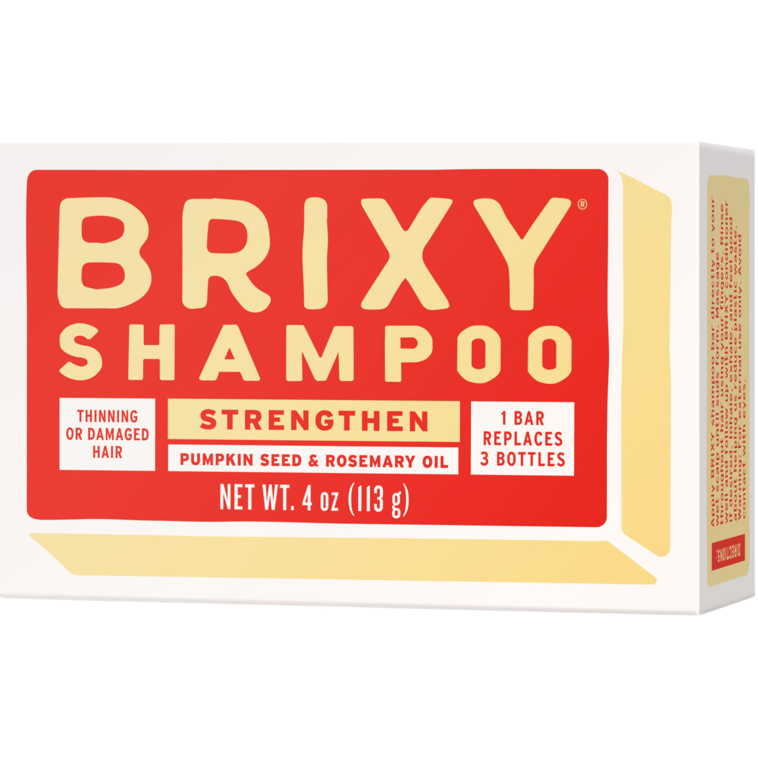 BRIXY Champú Barra Fortalecedor para Cabello Delgado, limpieza suave y revitalizante.