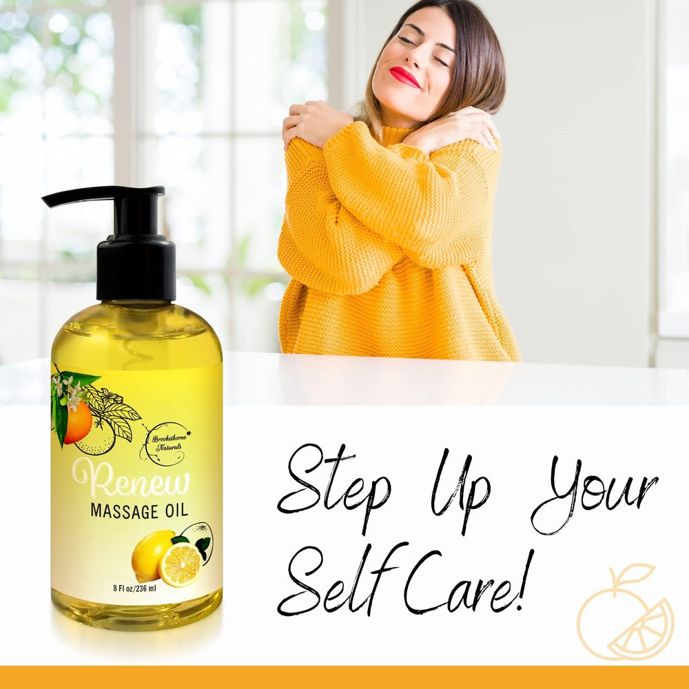 Brookethorne Naturals Renew, vertido suave que demuestra deslizamiento cómodo para masaje.