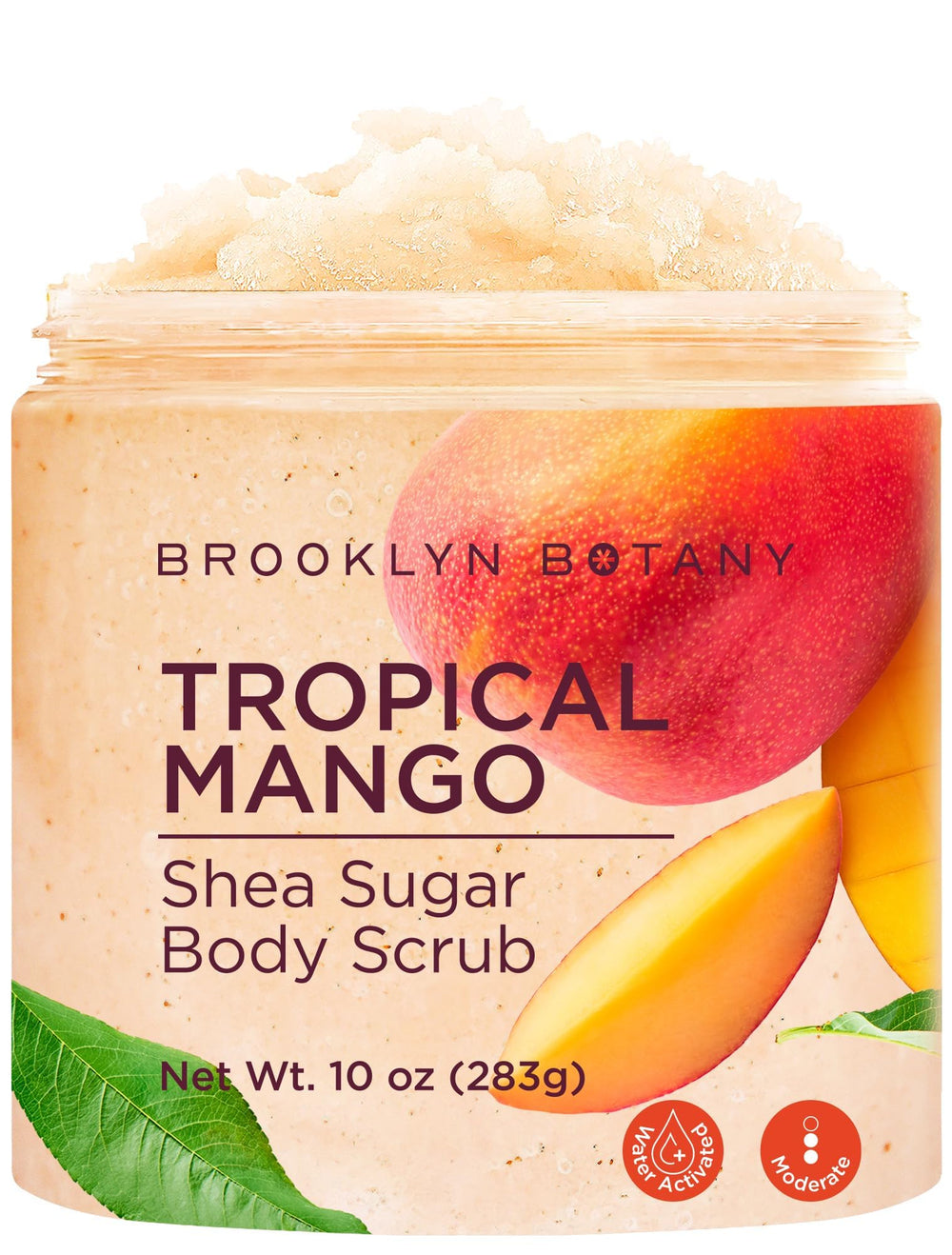 Brooklyn Botany exfoliante corporal mango tropical, botella de 10 oz para exfoliar suavemente.