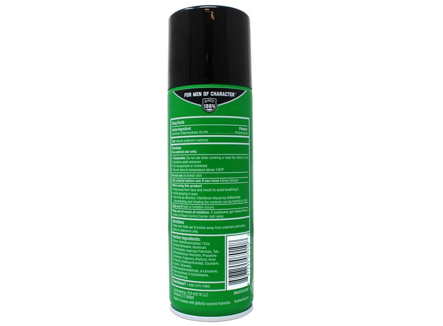 BRUT Classic aerosol desodorante, pulverización suave para control de olor.