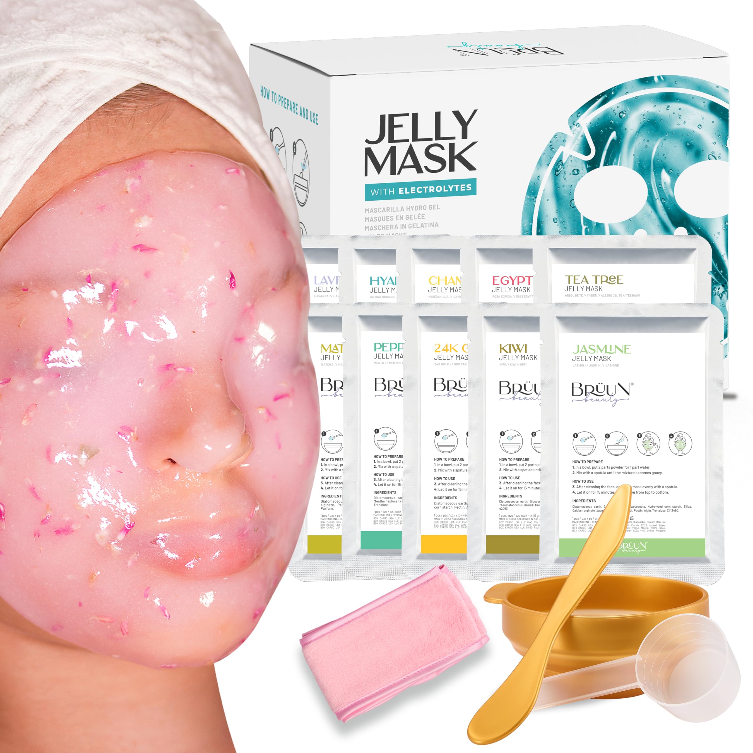 BRÜUN mascarilla jelly polvo para mezclar, hidratación efectiva para la piel
