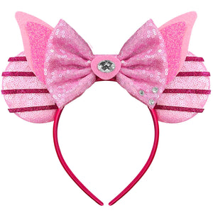 Brylla diadema orejas de ratón rosas con lentejuelas, ideal para fiestas y sesiones de fotos.