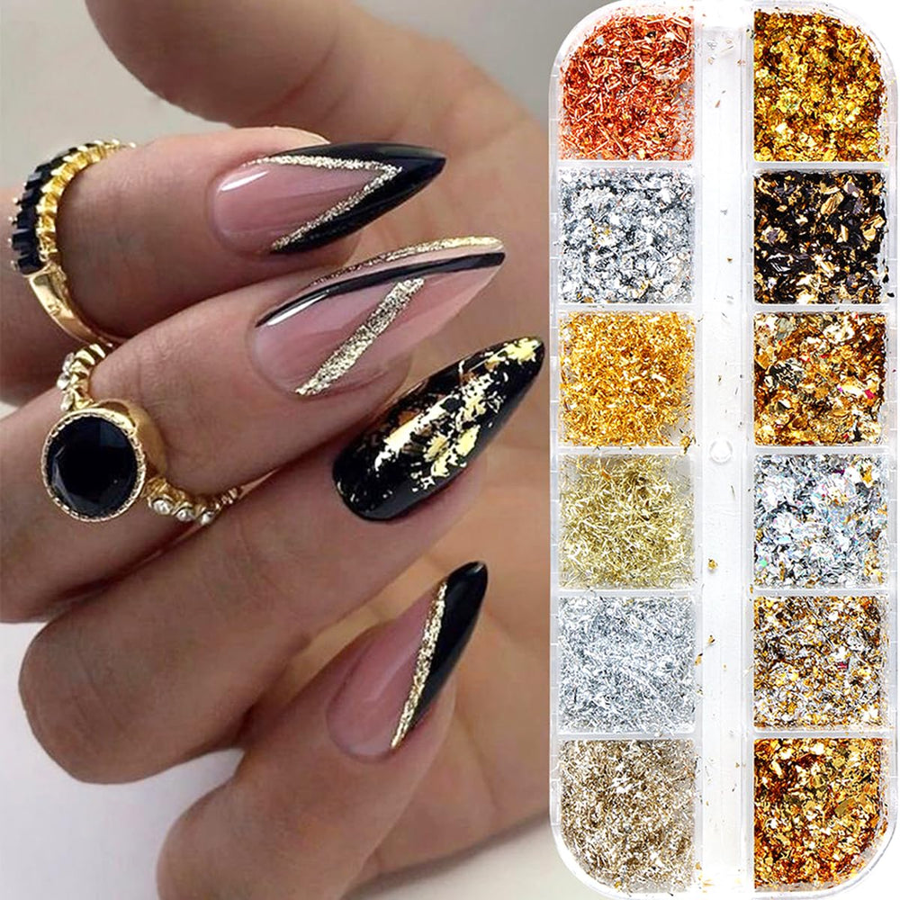 BSBTBZ brillos holográficos dorados para uñas, efecto deslumbrante en manicura.