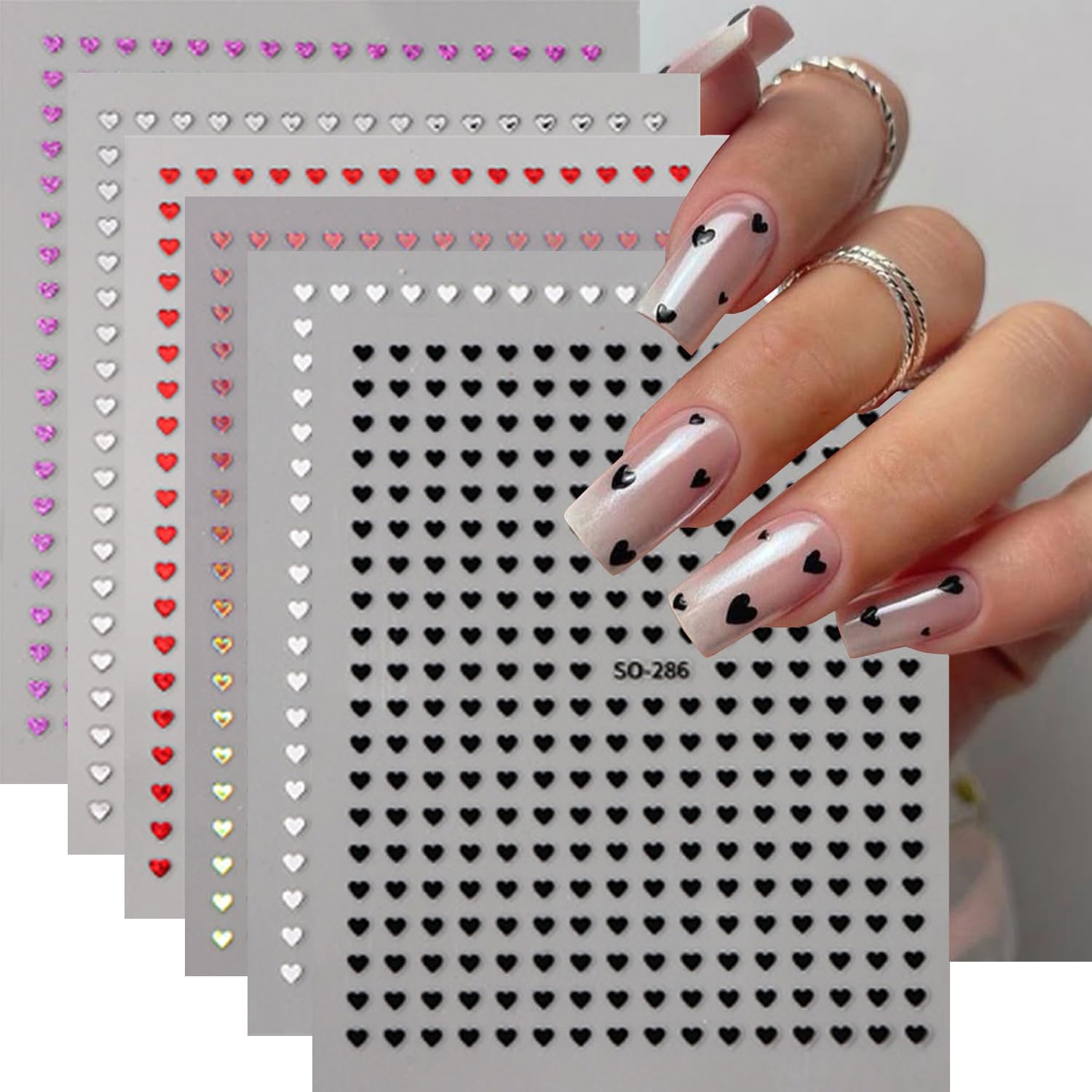 BSBTBZ Corazón 3D en uñas, rojo brillante para un look romántico.