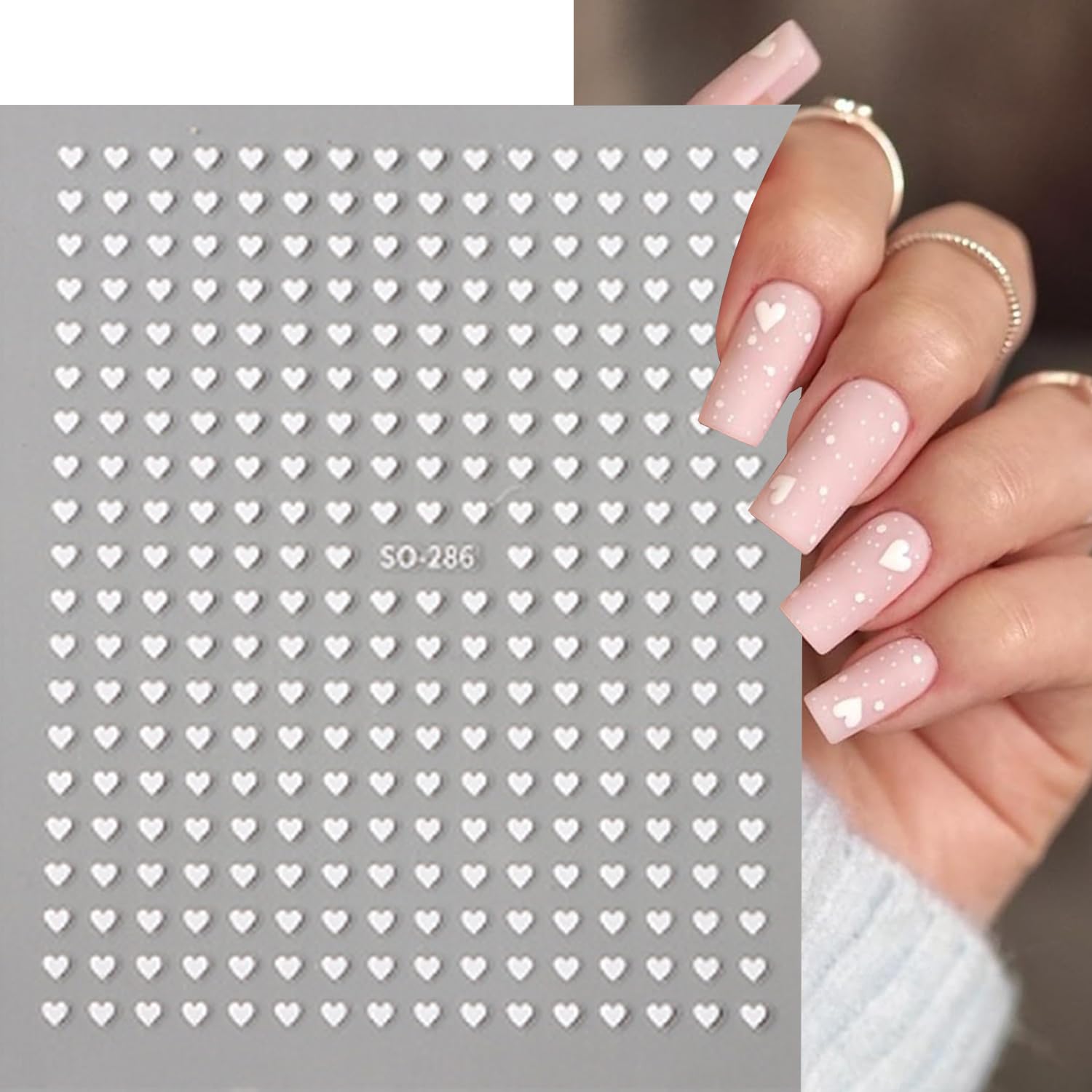 BSBTBZ Diseños de corazón 3D en uñas, fáciles de aplicar.