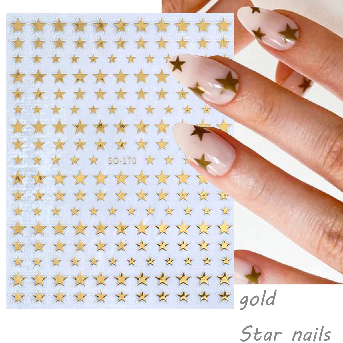 BSBTBZ Estrellas blancas de lujo para uñas, estilo sutil.