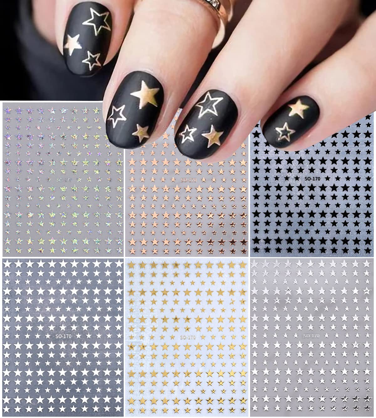 BSBTBZ Estrellas diamante, brillo intenso para uñas destacadas.