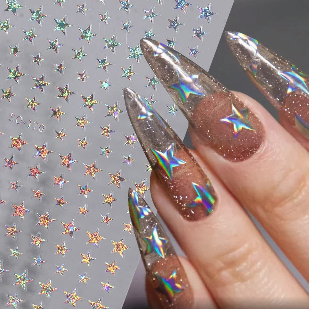 BSBTBZ Estrellas negro, acabado elegante para uñas llamativas.