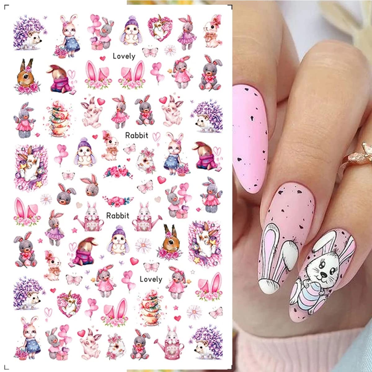 BSBTBZ adhesivos de uñas con dibujos de animales para decoraciones rápidas