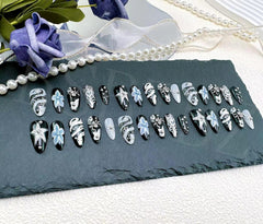 BSBTBZ uñas de longitud media en almendra con flor para uso diario