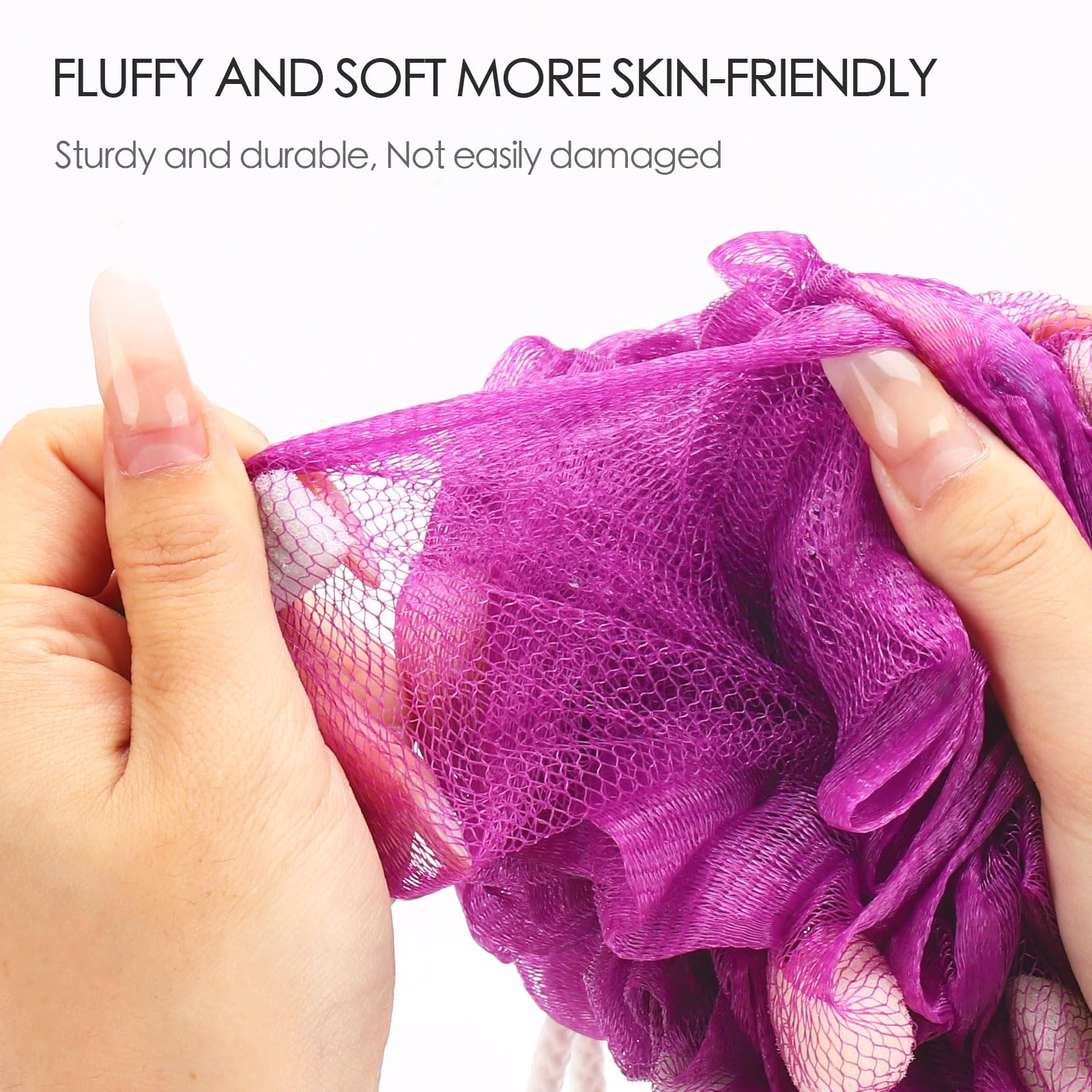 BTYMS esponja de baño exfoliante con espuma abundante para una limpieza suave.