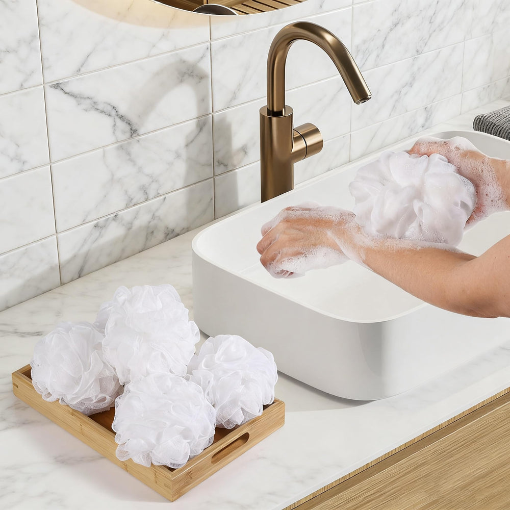 BTYMS lufa resistente, fibras de malla duraderas para exfoliar sin irritar