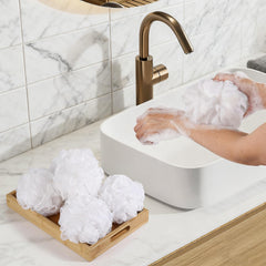 BTYMS lufa resistente, fibras de malla duraderas para exfoliar sin irritar