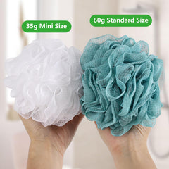 BTYMS pouf de malla para ducha, limpieza suave y rápida