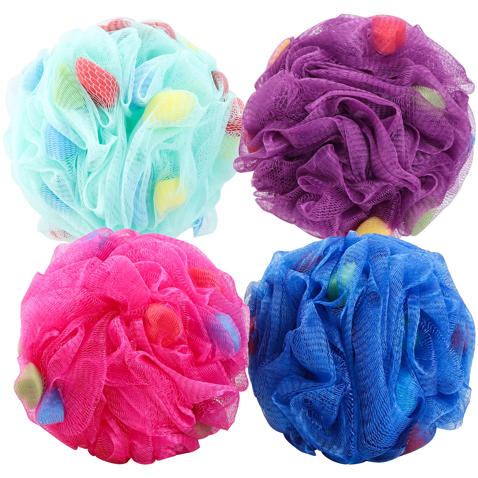 BTYMS puff de ducha de malla de 65 g ofrece exfoliación suave para la piel.