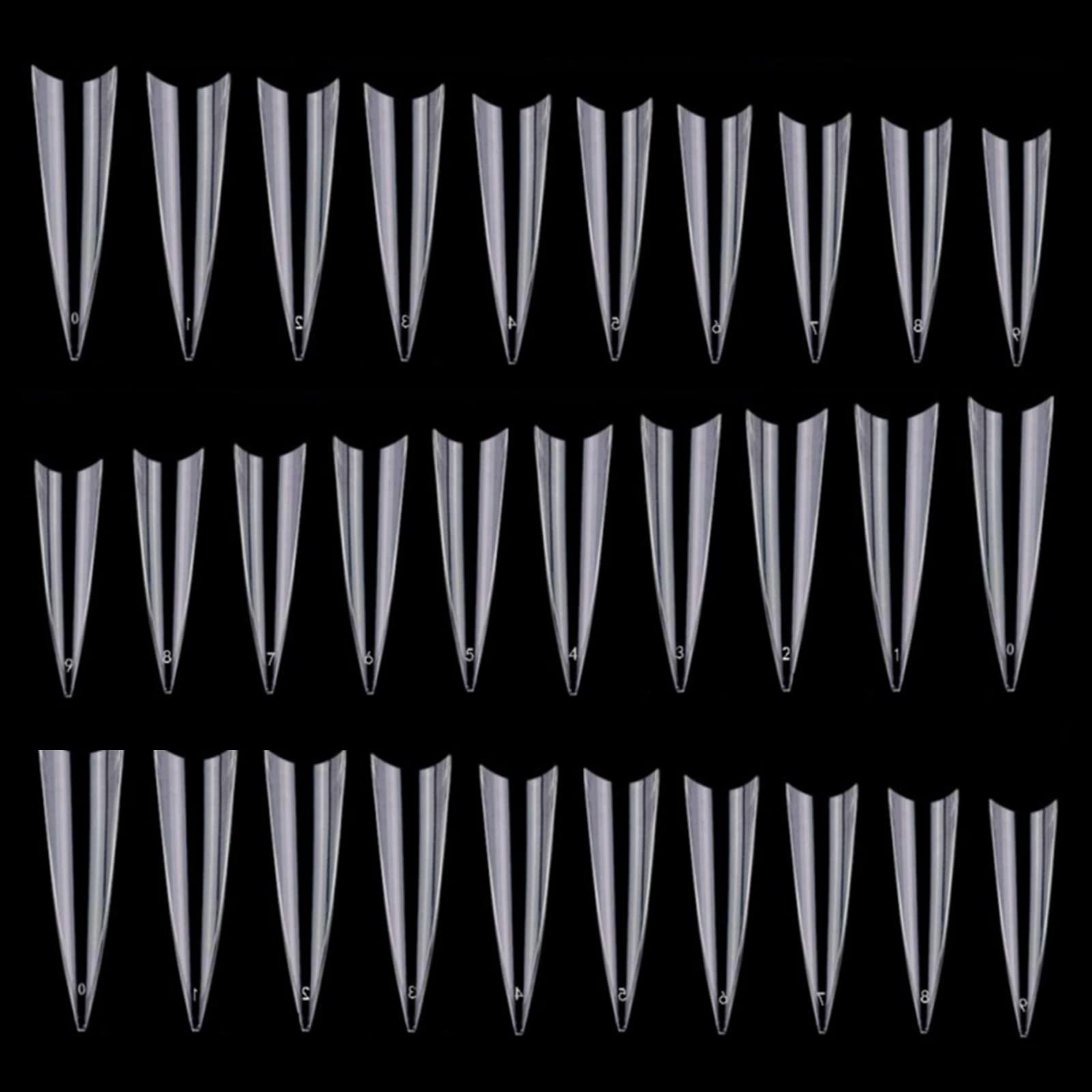 BTYMS tips stilettos transparentes, 600 piezas, fáciles de cortar para uñas acrílicas.