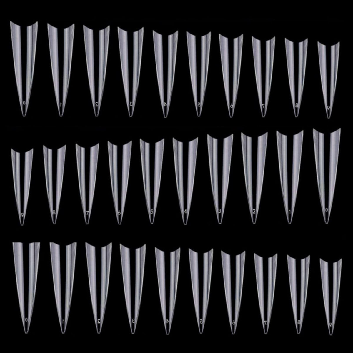 BTYMS tips stilettos transparentes, 600 piezas, fáciles de cortar para uñas acrílicas.