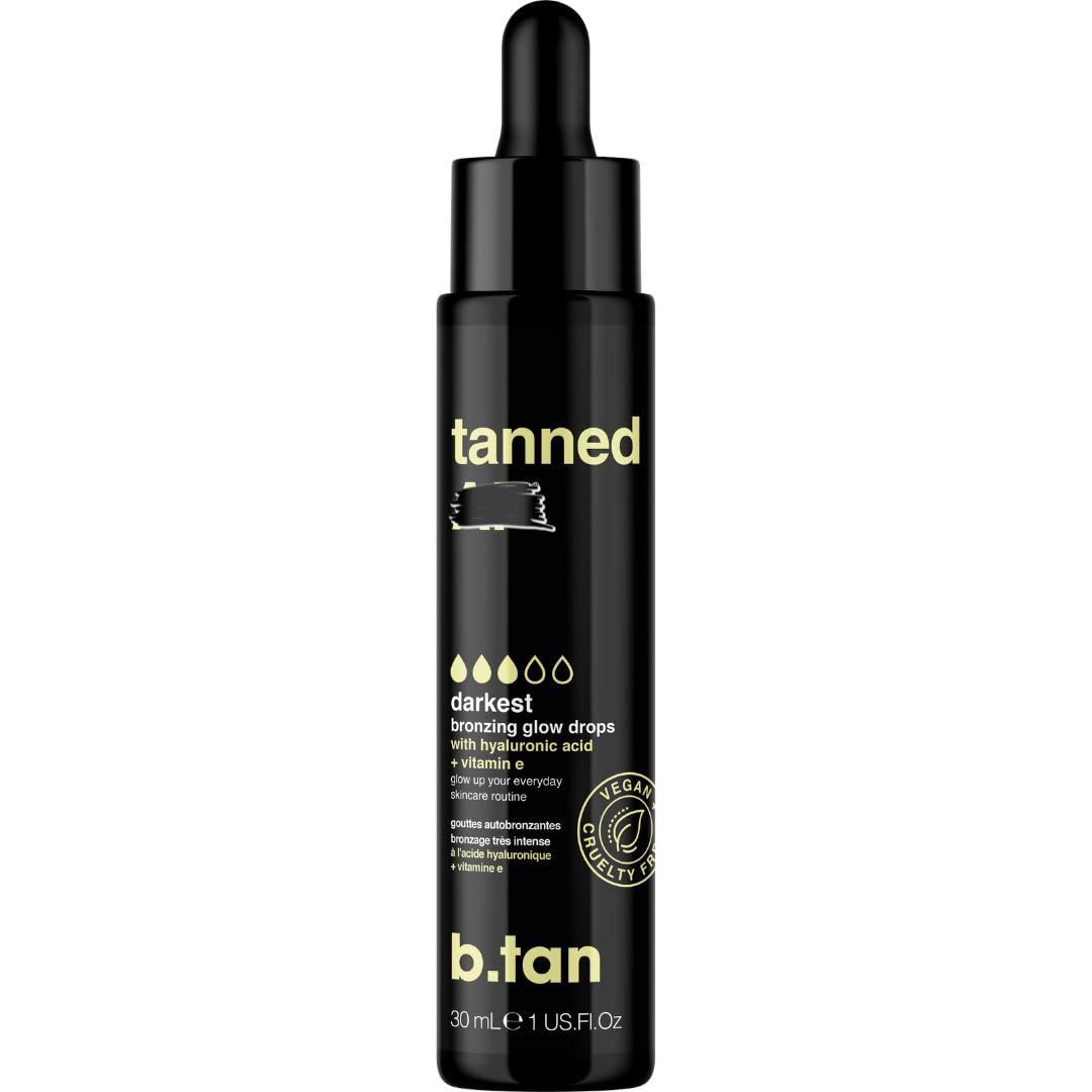 B.TAN gotas bronceadoras oscuras para rostro, bronceado suave y natural.
