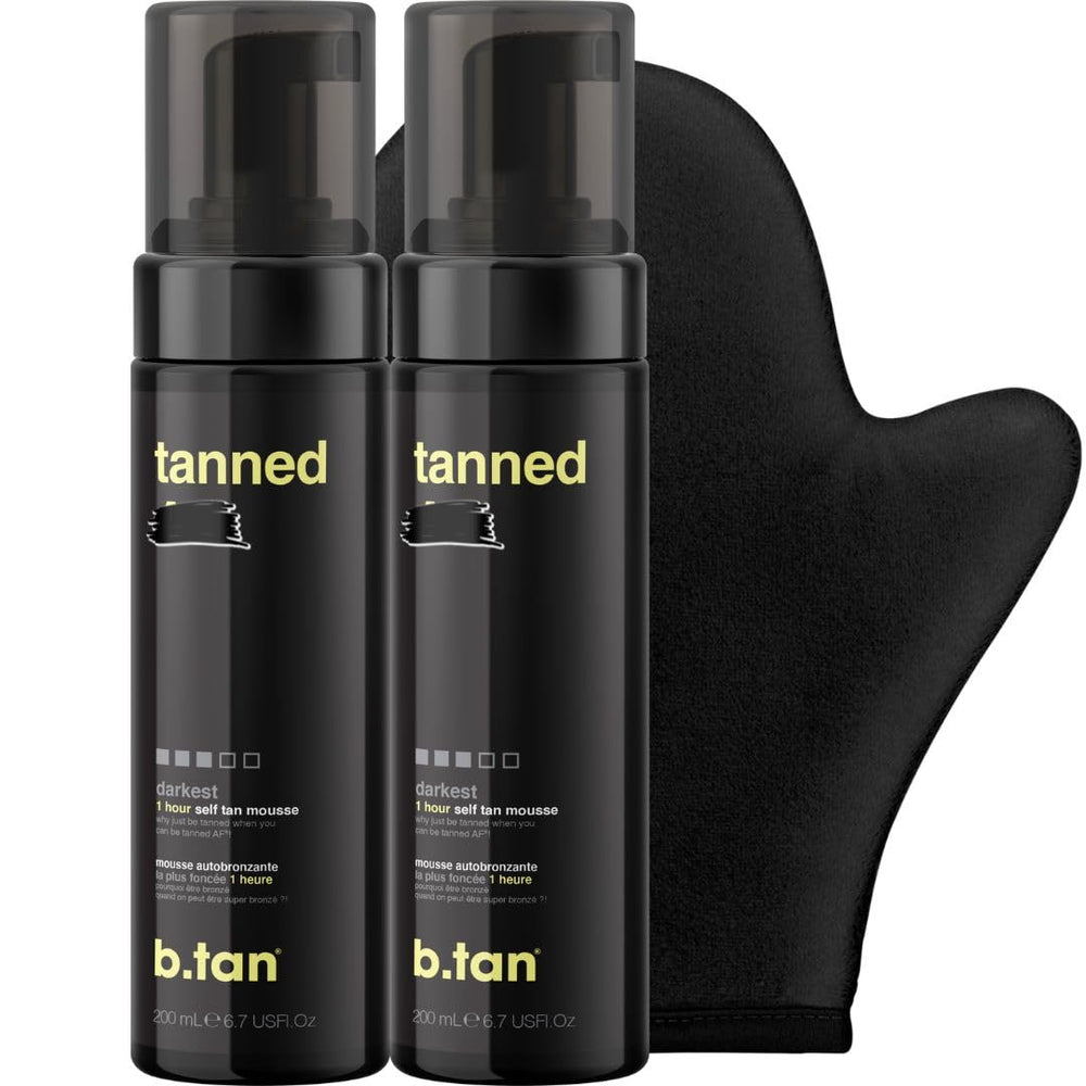 b.tan mousse-bronceadora-dos-unidades: mousse sin sol para color uniforme.