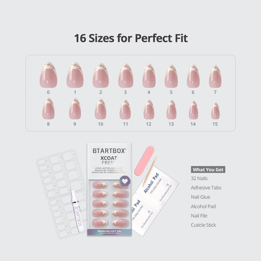 BTArtbox Kit completo de 32 uñas para manicura en casa