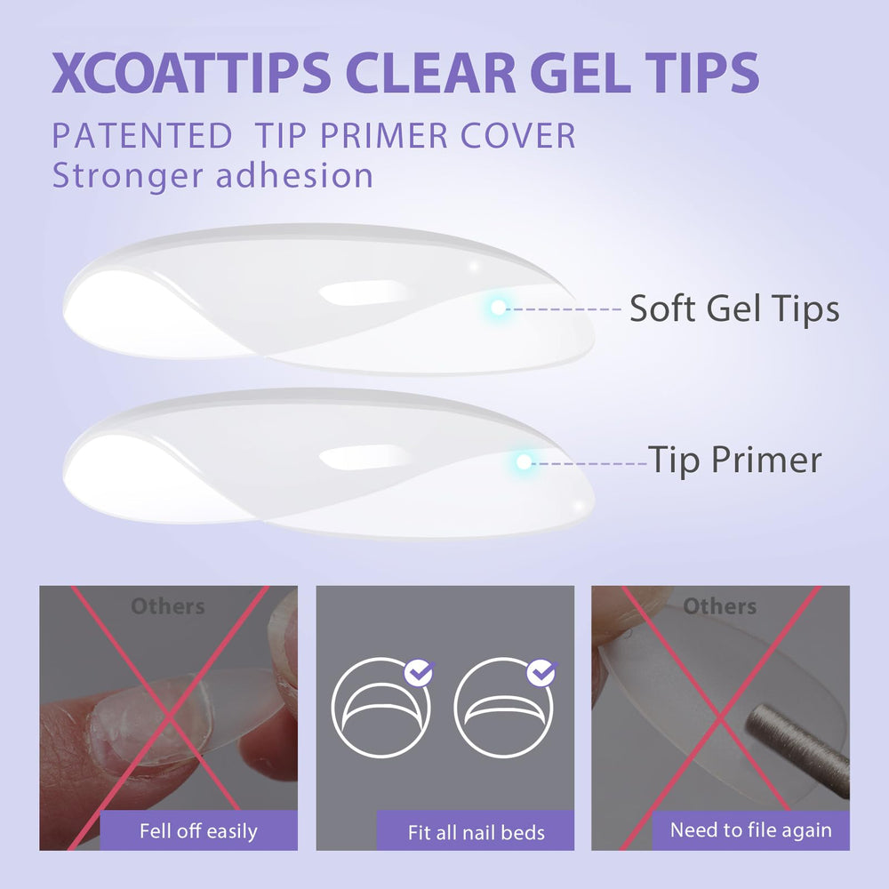 BTArtbox uñas gel tips con primer de punta para fijación duradera.