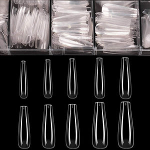 BTArtbox uñas postizas claras con estilo coffin ballerina para sets de 500 piezas.