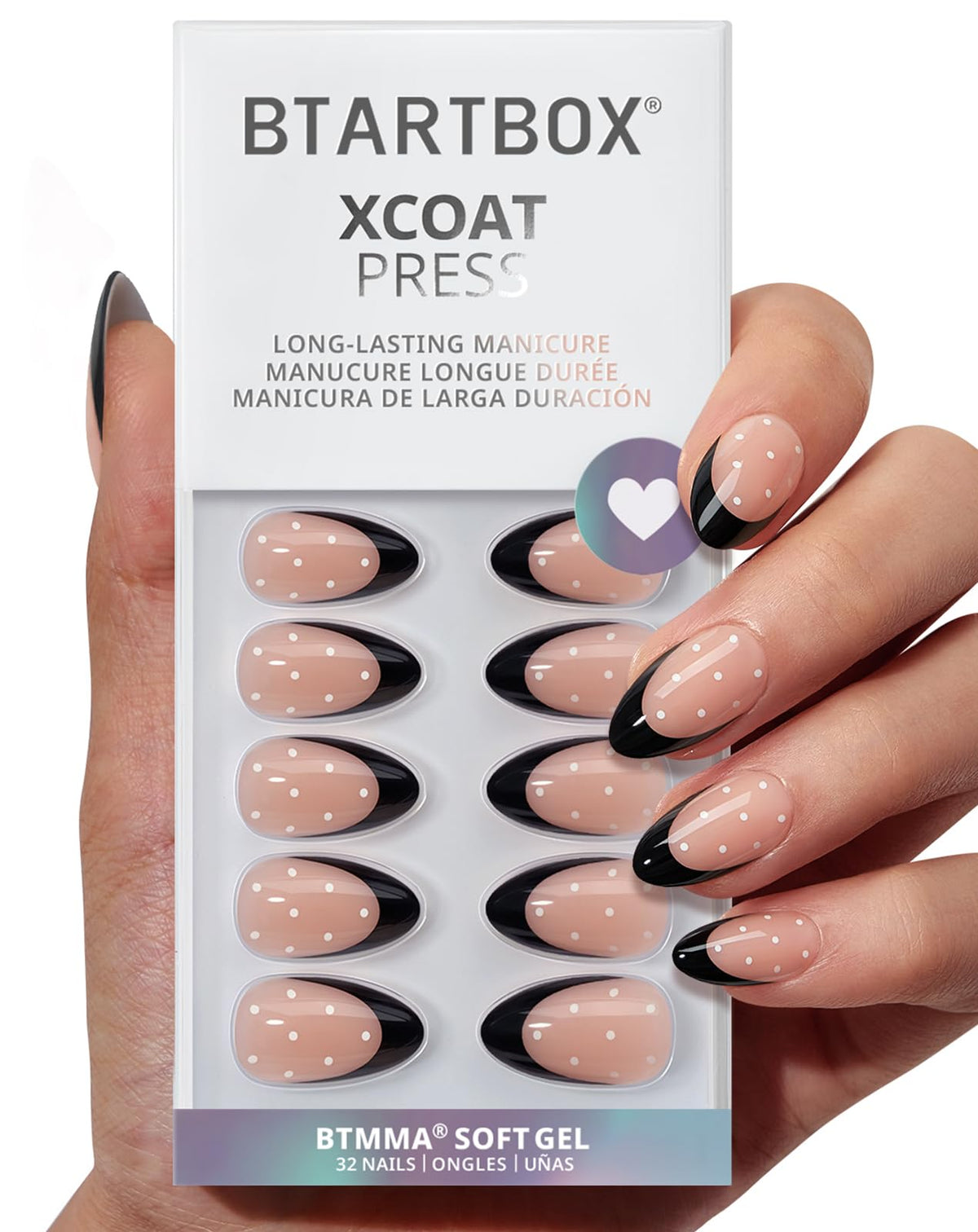BTArtbox Dot Couture uñas postizas corto, acabado natural y cómodo para uso diario