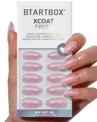 BTArtbox uñas postizas forma almendra con puntos lunares y curado en lámpara; acabado duradero