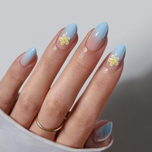 BTArtbox Uñas postizas ombre flor almendra: acabado natural para uso diario.