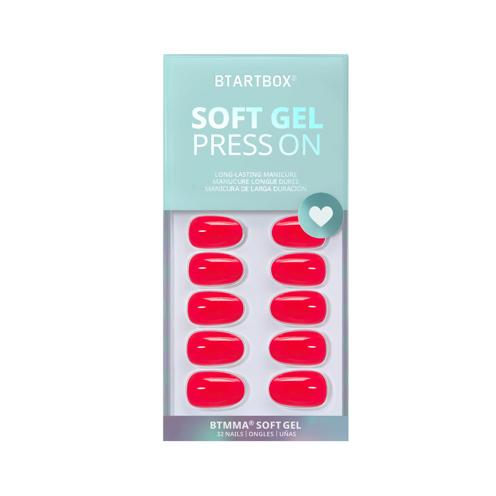 BTArtbox uñas postizas salmon rosado 16 tallas para ajuste personalizado.
