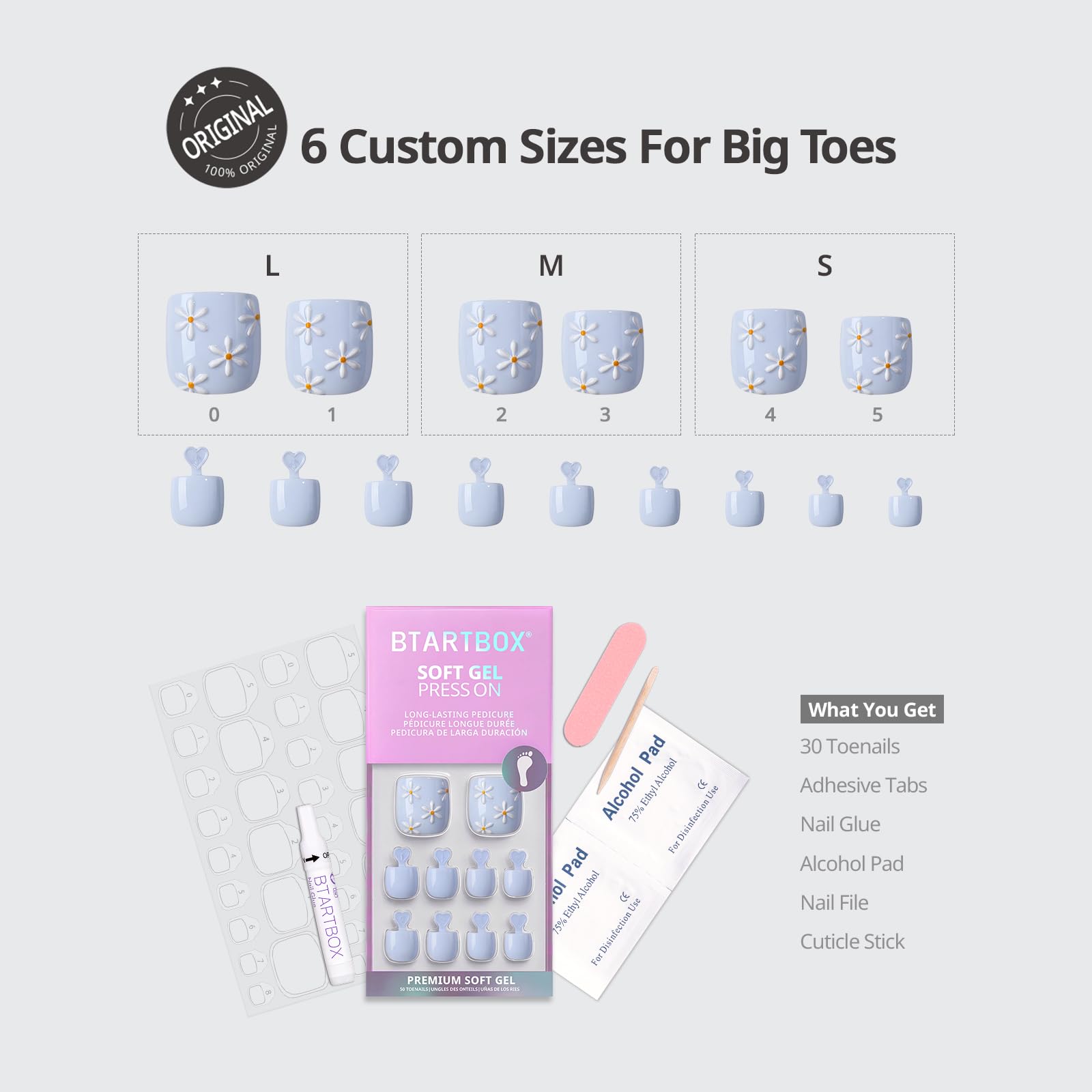 BTArtbox Uñas postizas, seis tallas para un ajuste cómodo en diferentes lechos.