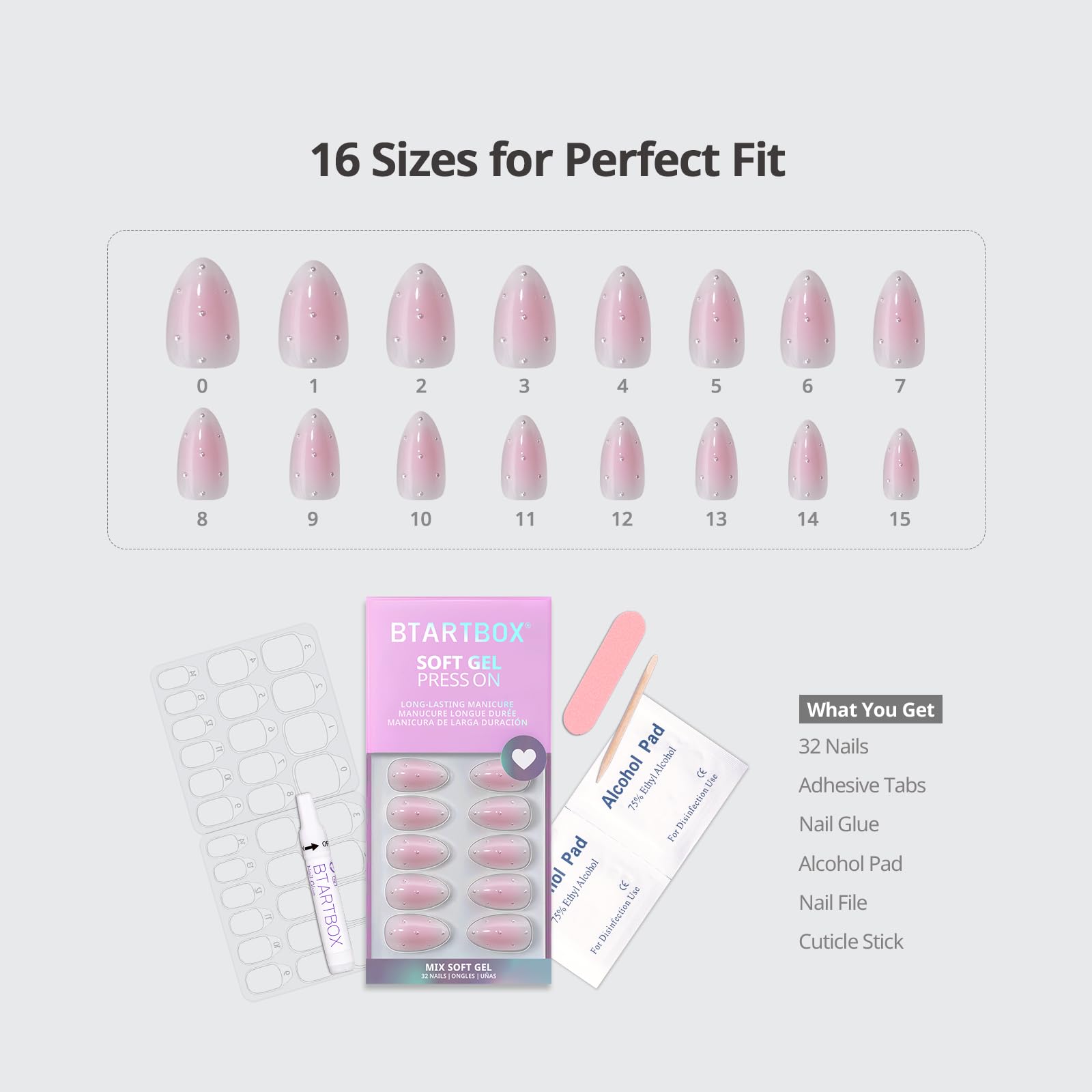 BTArtbox kit incluye pegamento y adhesivos para fijación de las uñas