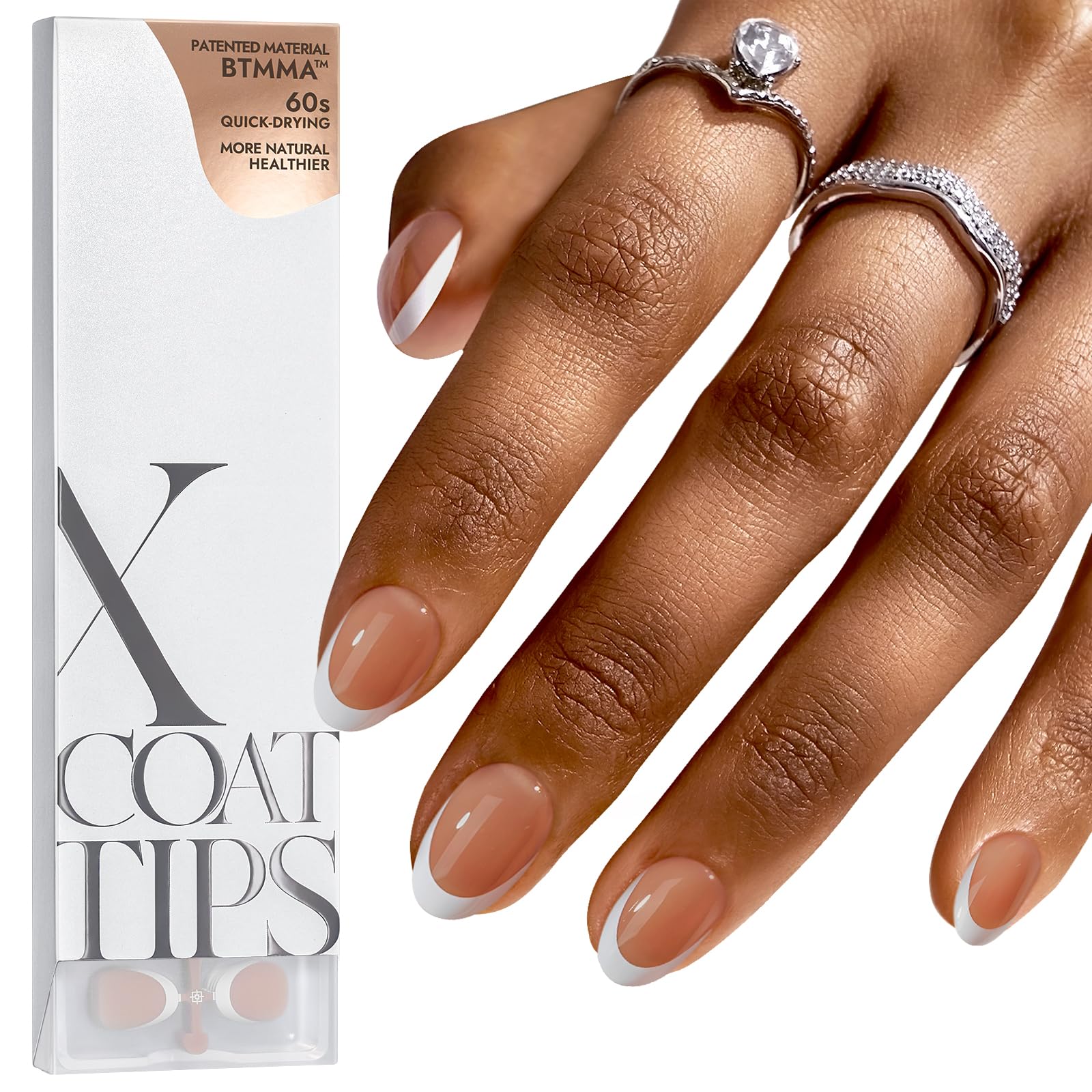 BTArtboxnails Frances tip natural marron, ideal para manicura elegante y duradera.
