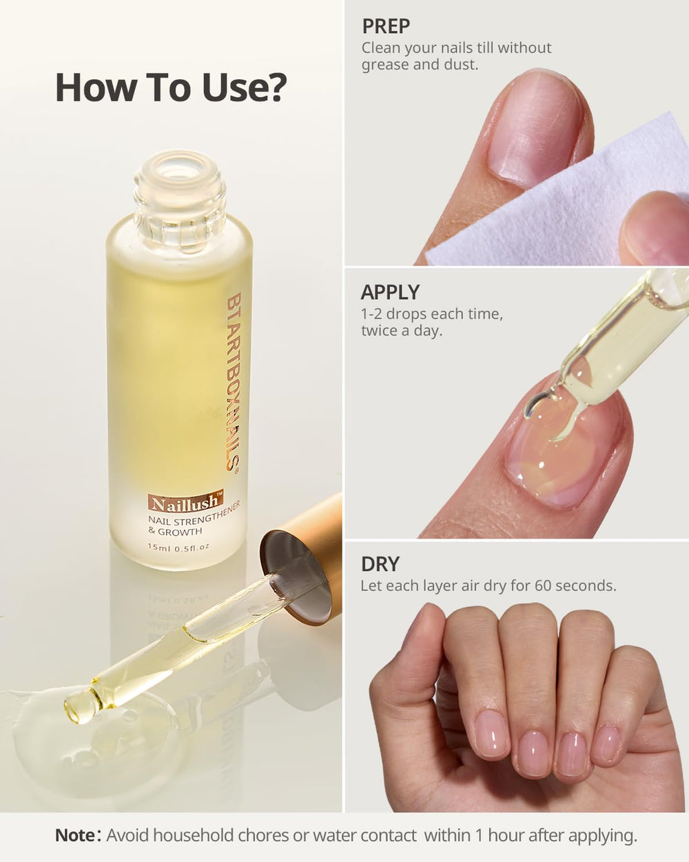 BTARTBOXNAILS Naillush: duración larga que mantiene uñas fortalecidas.