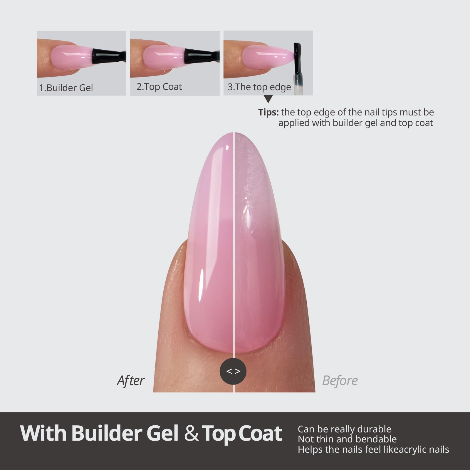BTArtboxnails XCOATTIPS Duración de hasta 4 semanas con adhesivo de gel.