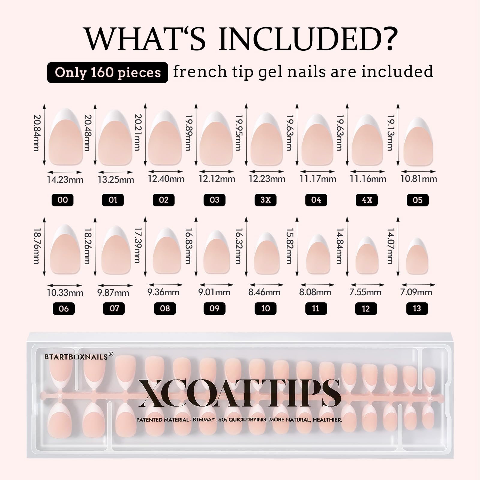 BTArtboxnails XCOATTIPS estuche completo, set de extensión para uñas en casa