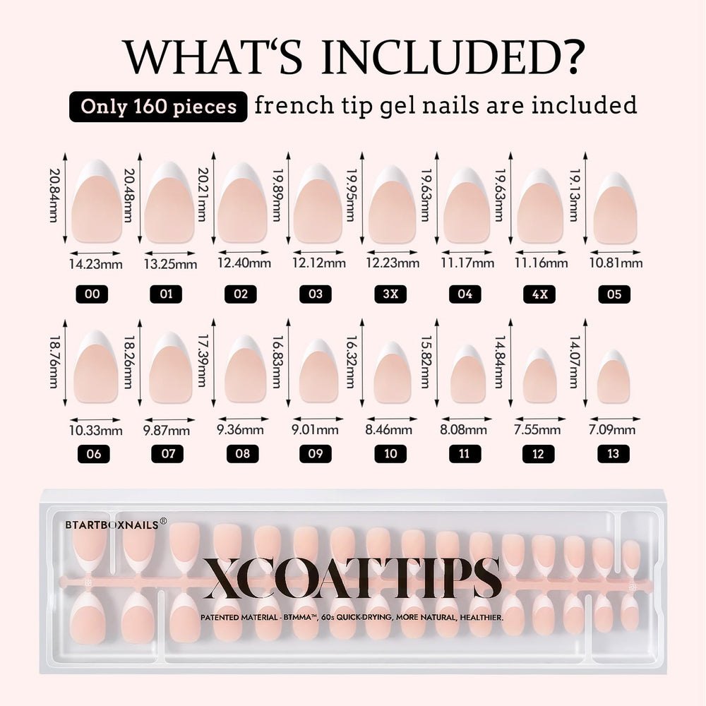 BTArtboxnails XCOATTIPS estuche completo, set de extensión para uñas en casa