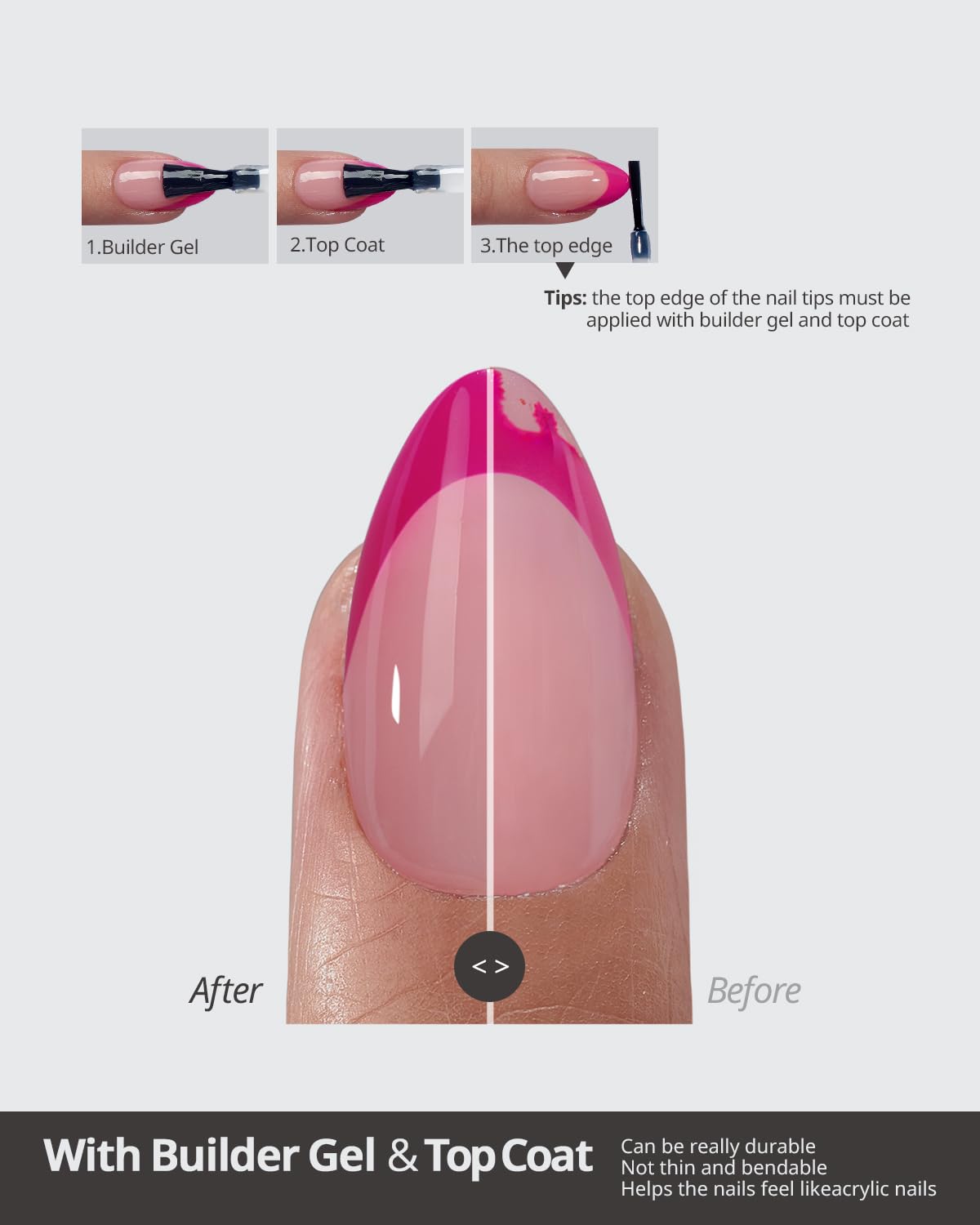 BTArtboxnails XCOATTIPS, gel suave para mayor comodidad y flexibilidad