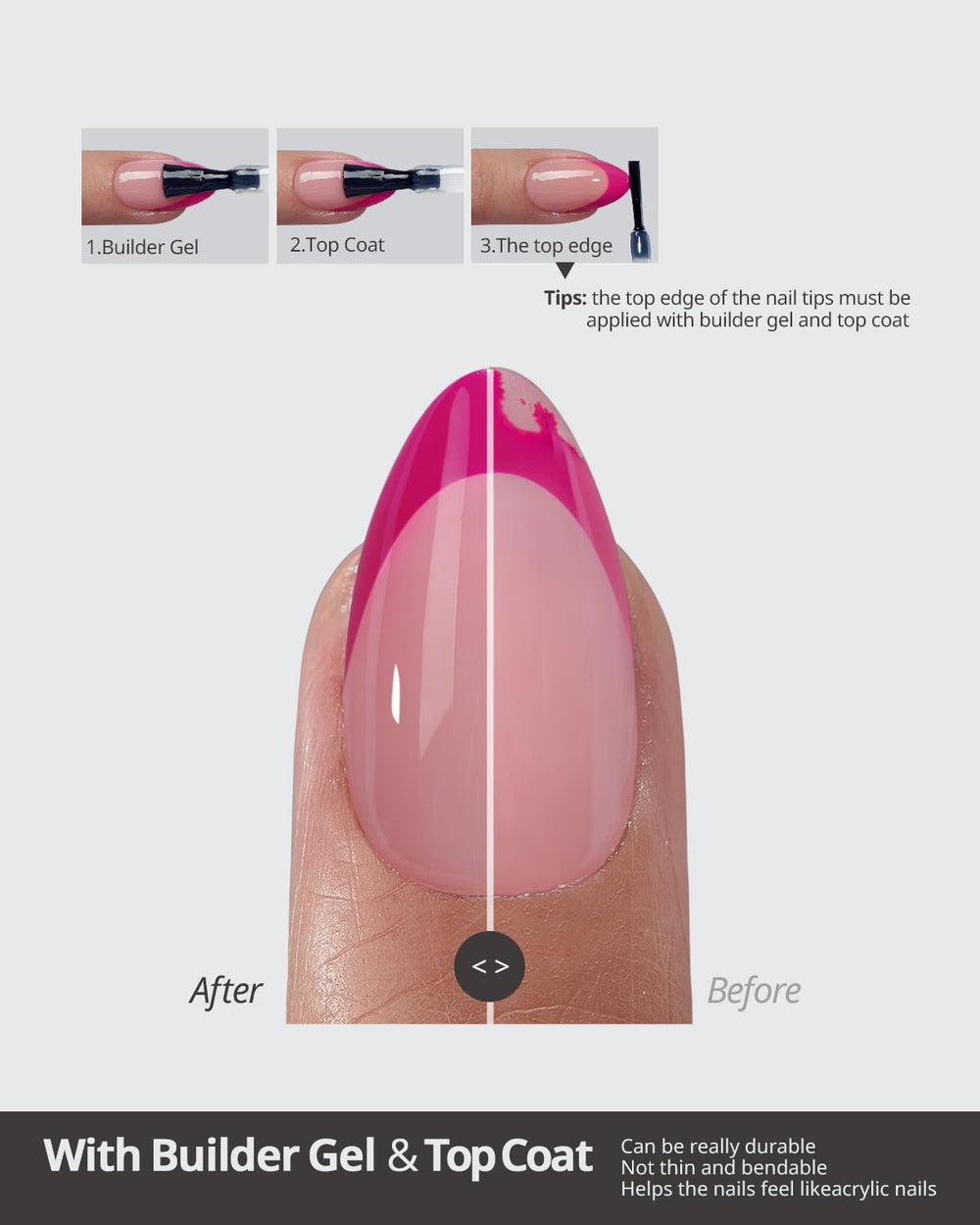 BTArtboxnails XCOATTIPS, gel suave para mayor comodidad y flexibilidad