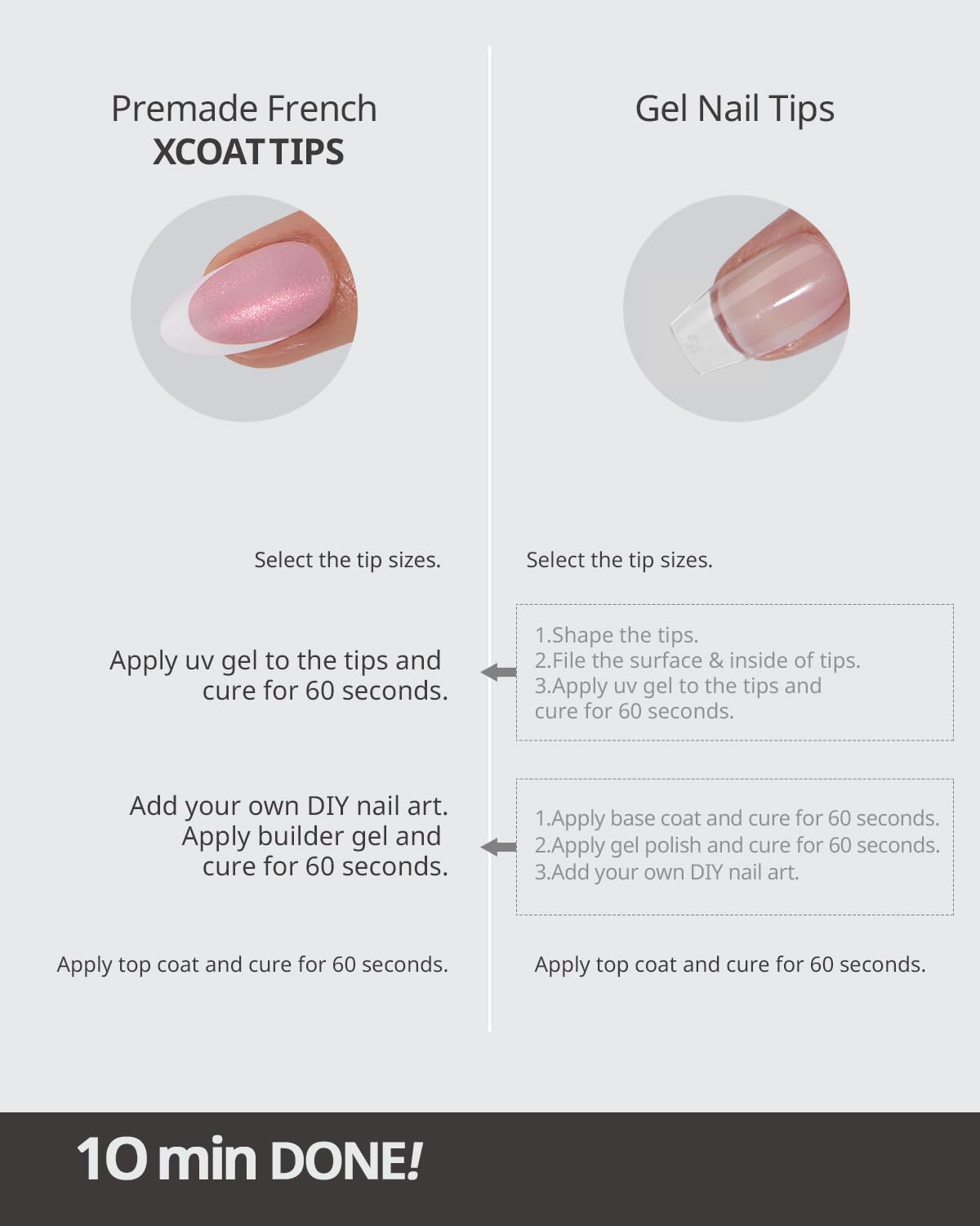 BTArtboxnails XCOATTIPS diseños ombré y cat eye con tecnología X-COAT.