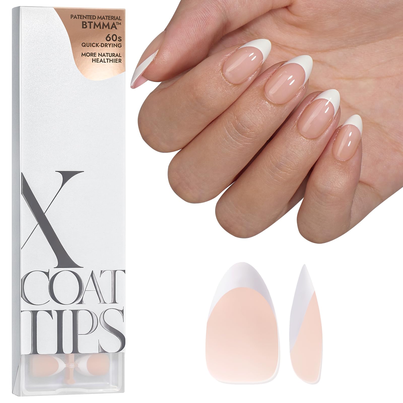 BTArtboxnails XCOATTIPS serie francesa, puntas nude con diseño francesita para uñas limpias