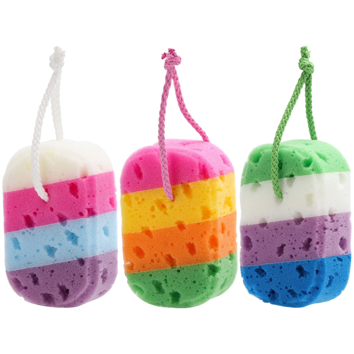 BTYMS esponja de baño exfoliante 3 piezas para una limpieza suave y envolvente.