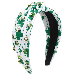 Budsmile diadema Shamrock verde, detalle de trébol para fiestas
