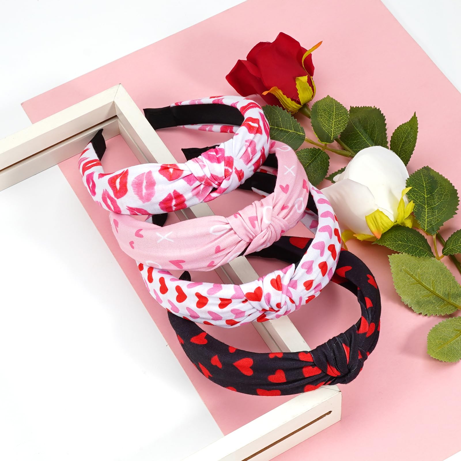 Budsmile valentines headbands diseño corazon rojo para ocasiones especiales