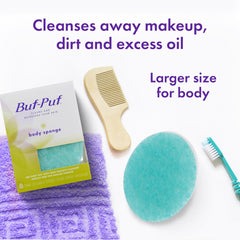 Buf-Puf esponja corporal, doble cara para exfoliar y limpiar.
