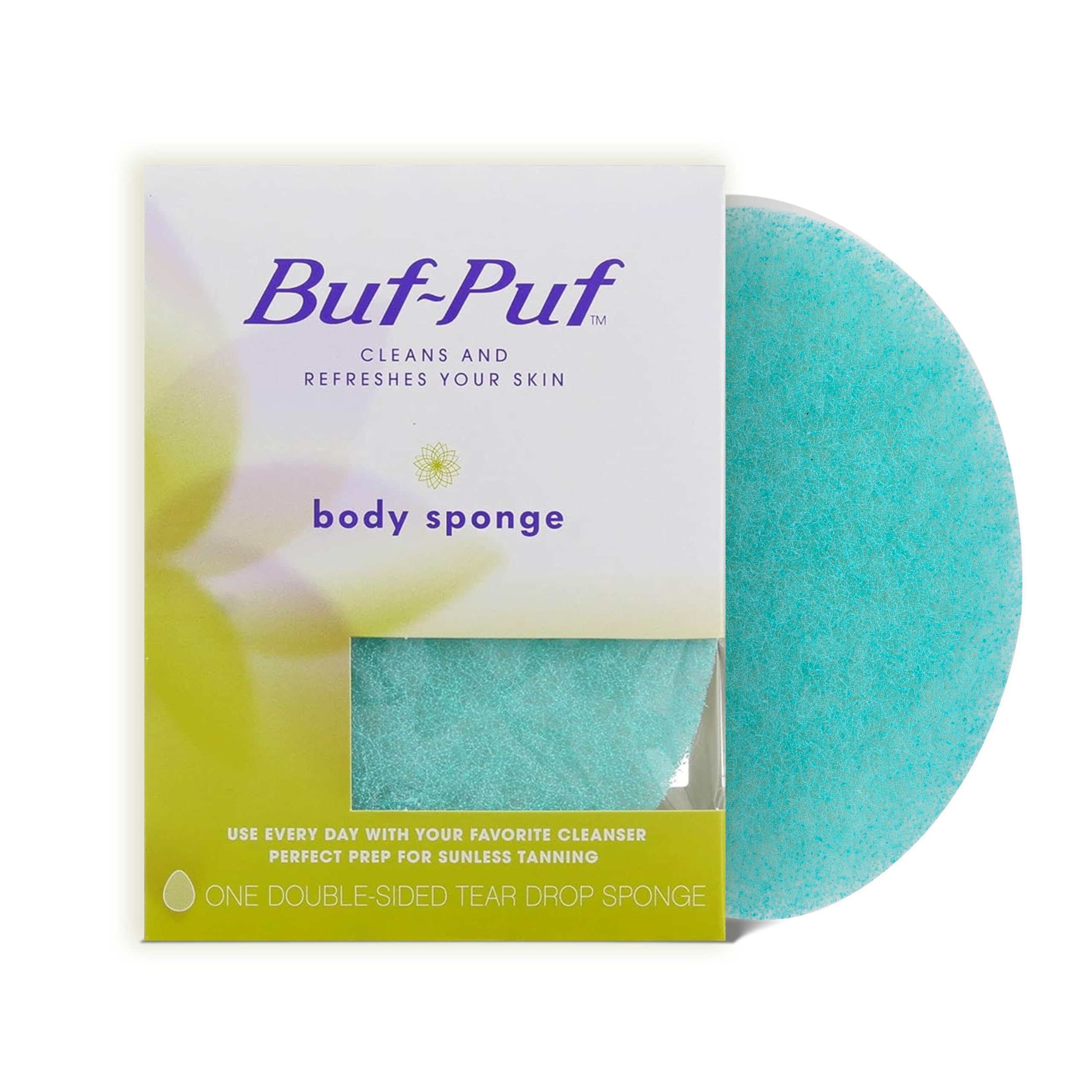 Buf-Puf esponja corporal, vista frontal para limpieza suave.